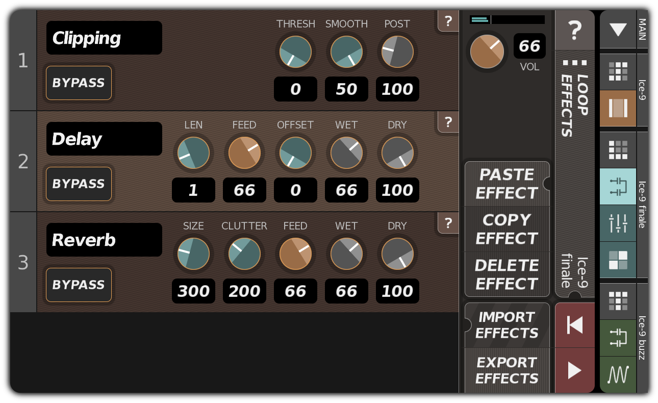 LOOP EFFECTS dialog