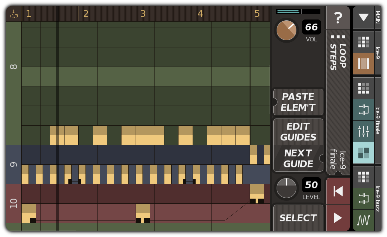 LOOP STEPS dialog with different guide