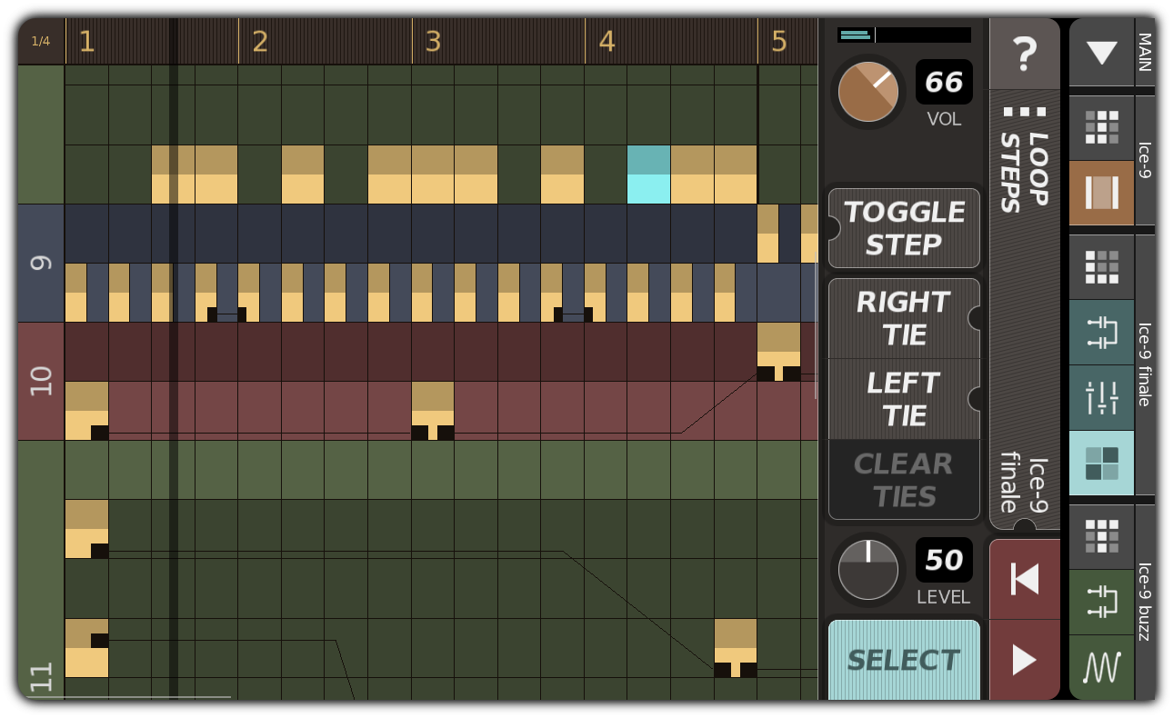 LOOP STEPS dialog with step selection