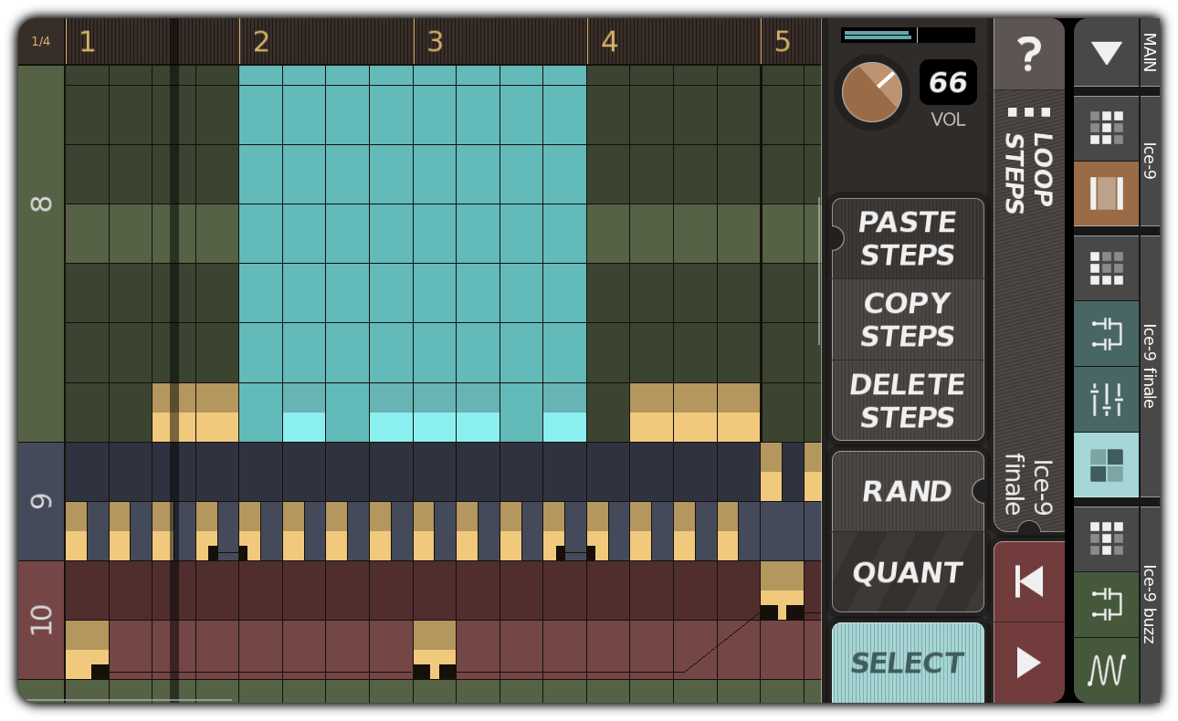 LOOP STEPS dialog with multiple step selection