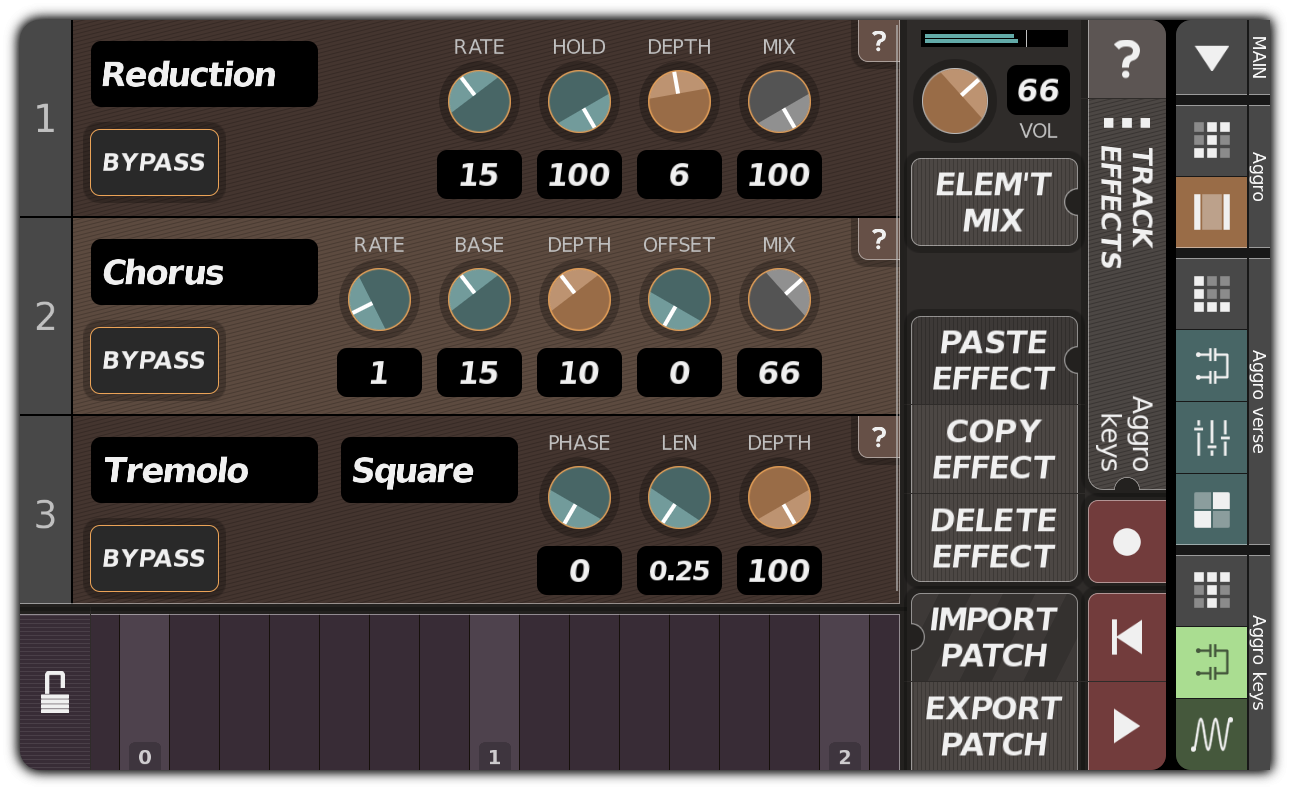 TRACK EFFECTS dialog
