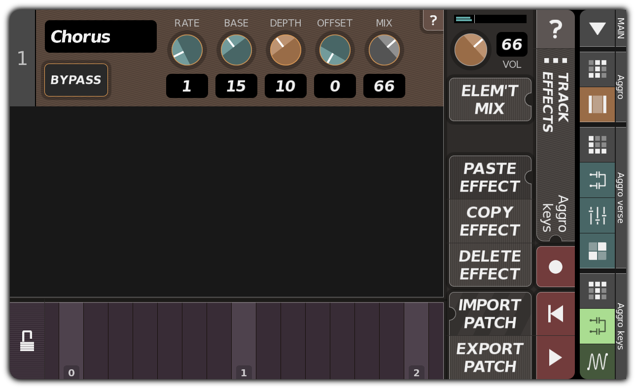 TRACK EFFECTS dialog with chorus
