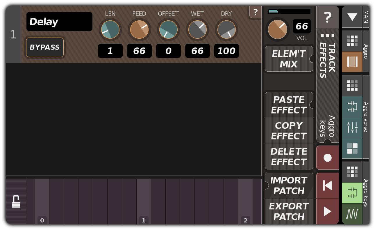 TRACK EFFECTS dialog with delay