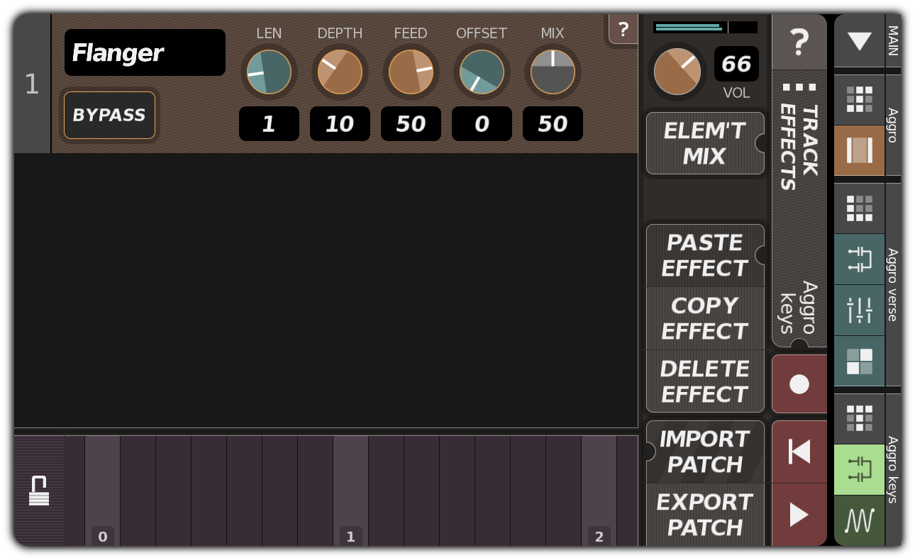 TRACK EFFECTS dialog with flanger