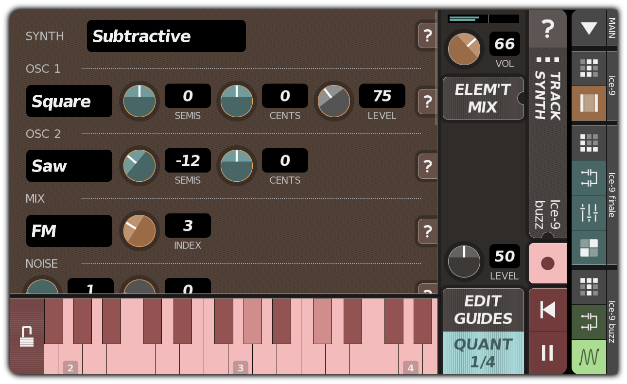 TRACK SYNTH dialog