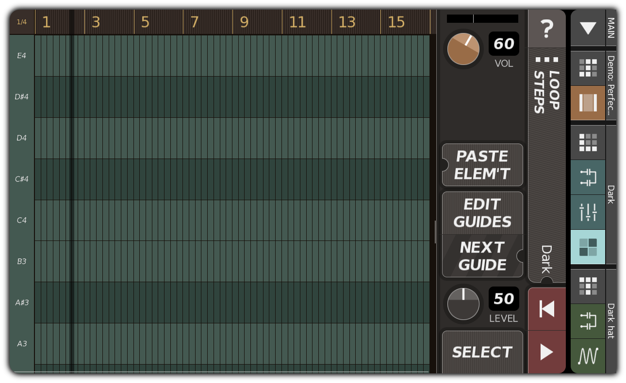 Empty synth pattern with expanded vertical range