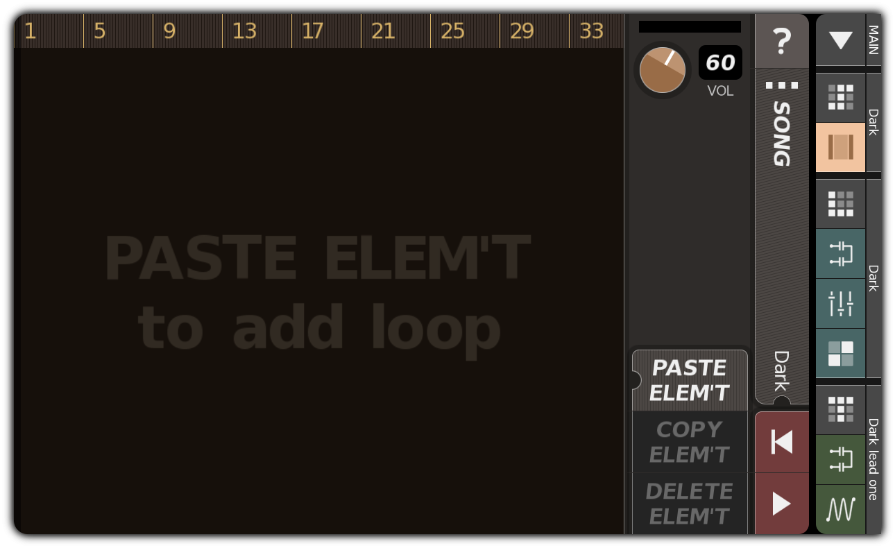 SONG dialog with empty song
