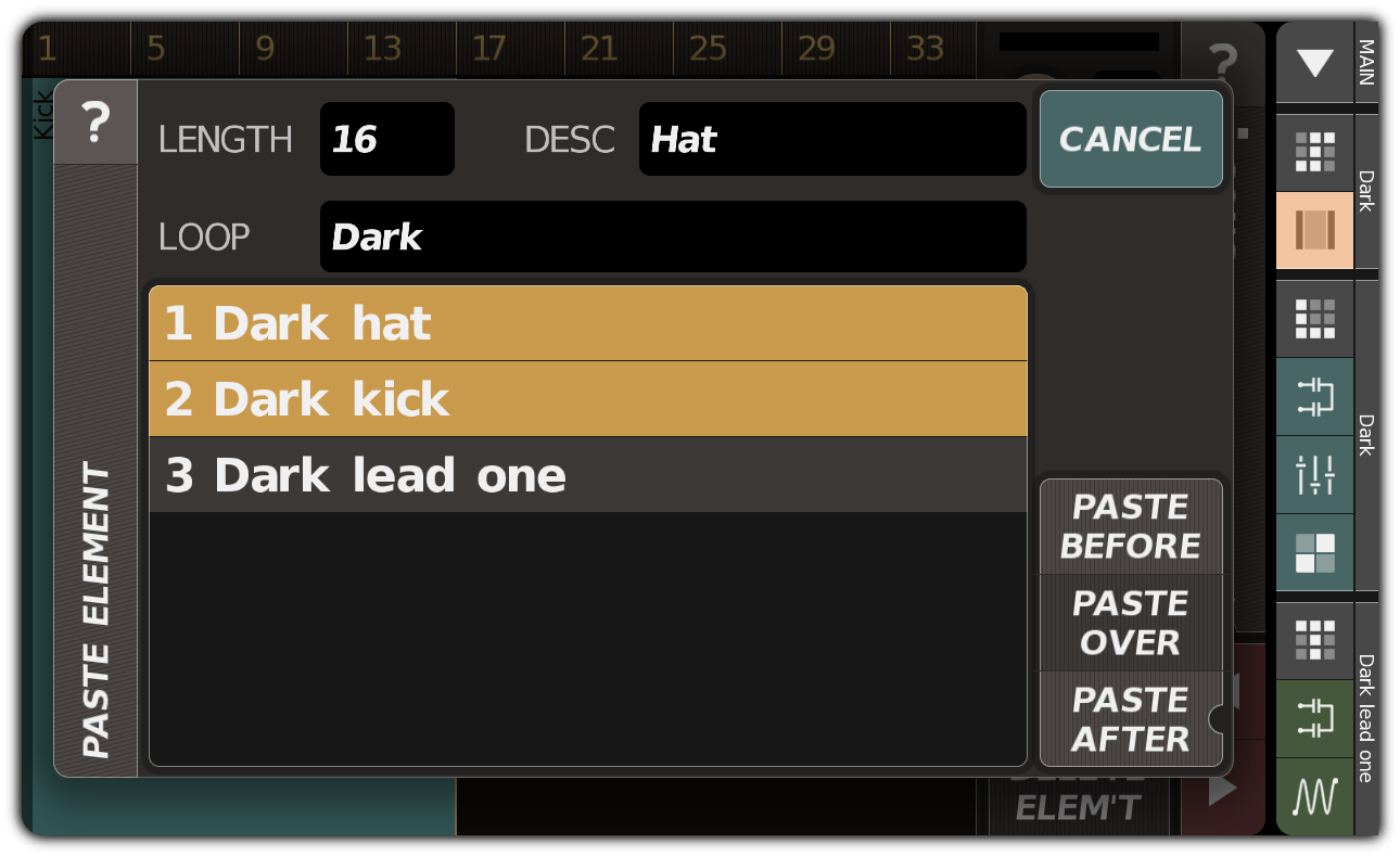 Creating a song element with kick and hi-hat