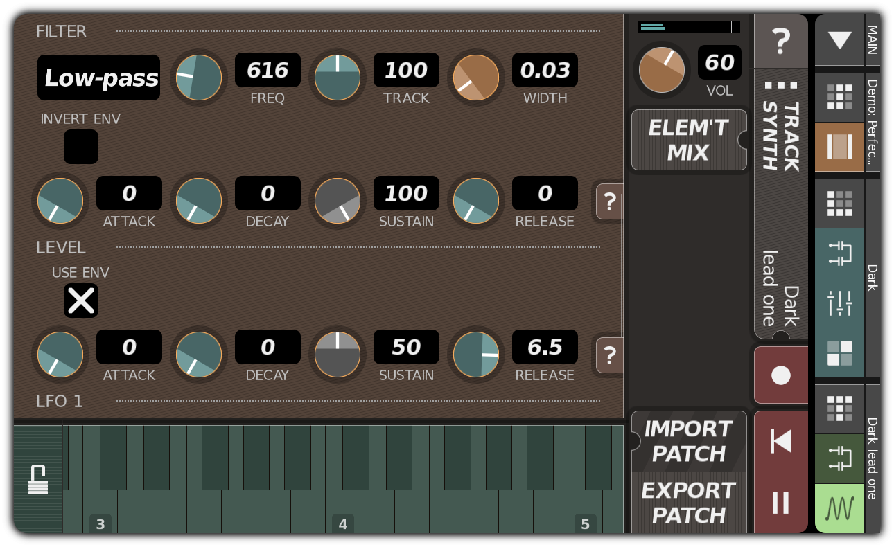 Adding filter and level envelope