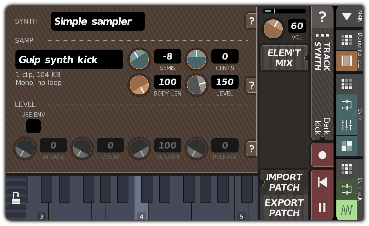 Modified Dark kick synthesis parameters